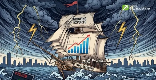 รูป ทำไมเศรษฐกิจไทยส่งออกโตแต่ยังอ่อนแอ พร้อม ‘เจาะหุ้นเด่น’ ฝ่ามรสุมเศรษฐกิจไทยปี 68